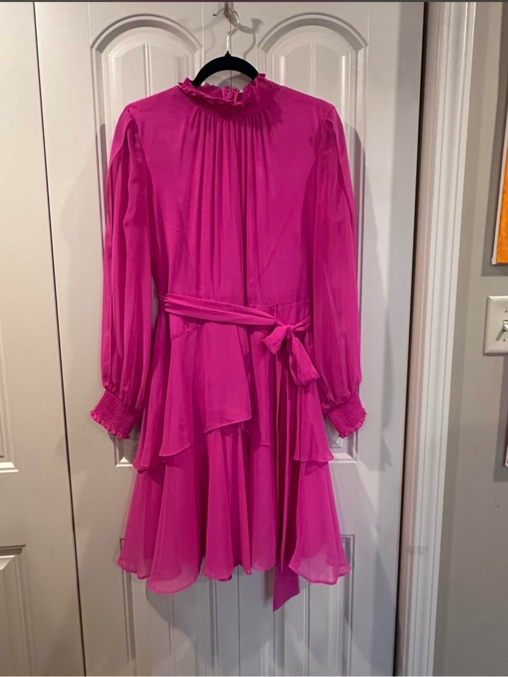 Alex Marie Fuchsia Long-Sleeve Ruffle Tiered Dress